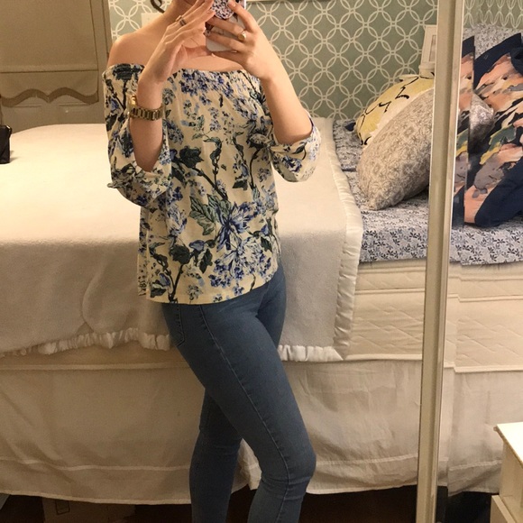 Lucky brand floral off the shoulder top - Picture 1 of 3